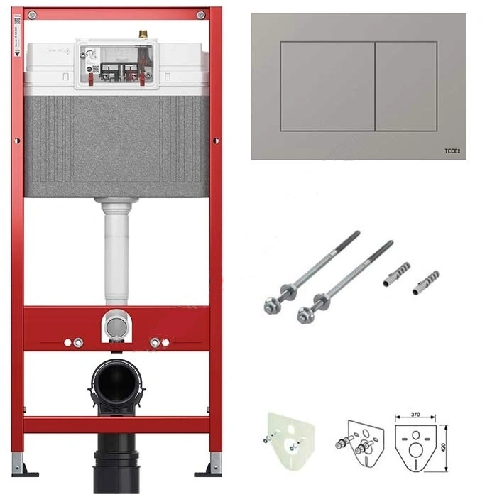 Комплект 4в1 TECEbase 2.0 для установки подвесного унитаза с панелью TECEnow, хром глянцевый, TECE