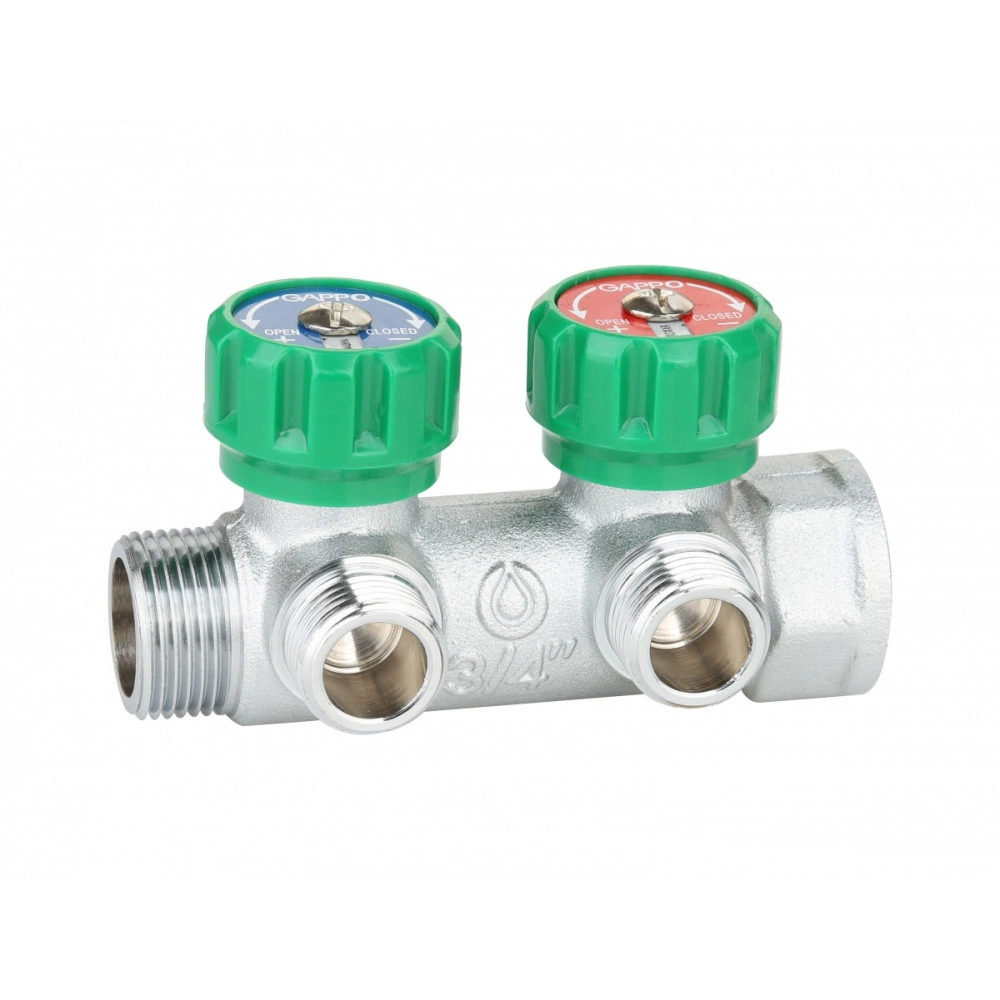 Коллектор регулирующий 3/4" ВН 2 вых. 1/2" НР, Gappo