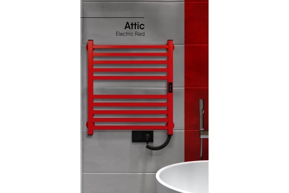 Полотенцесушитель Attic (electro) 60/50 (таймер, скр.монтаж, унив.подкл.R/L, Electric Red) INDIGO