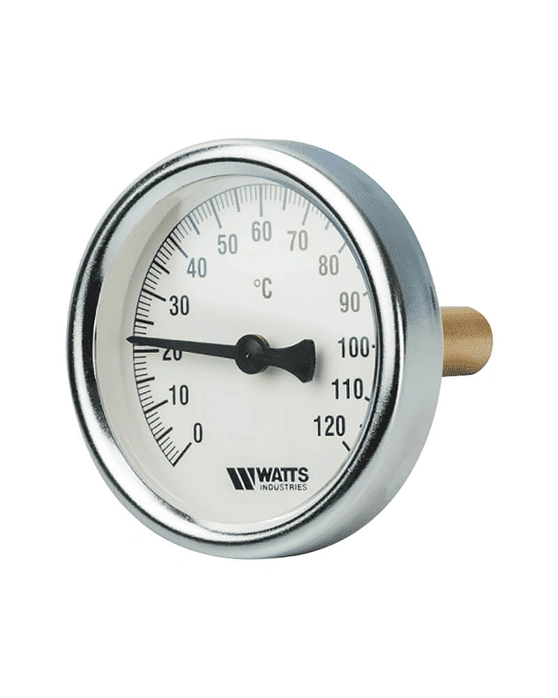 Термометр F+R801 063/120/050 (1/2", Ду63, 120С, L50, аксиальный) биметаллический, погружной, Watts
