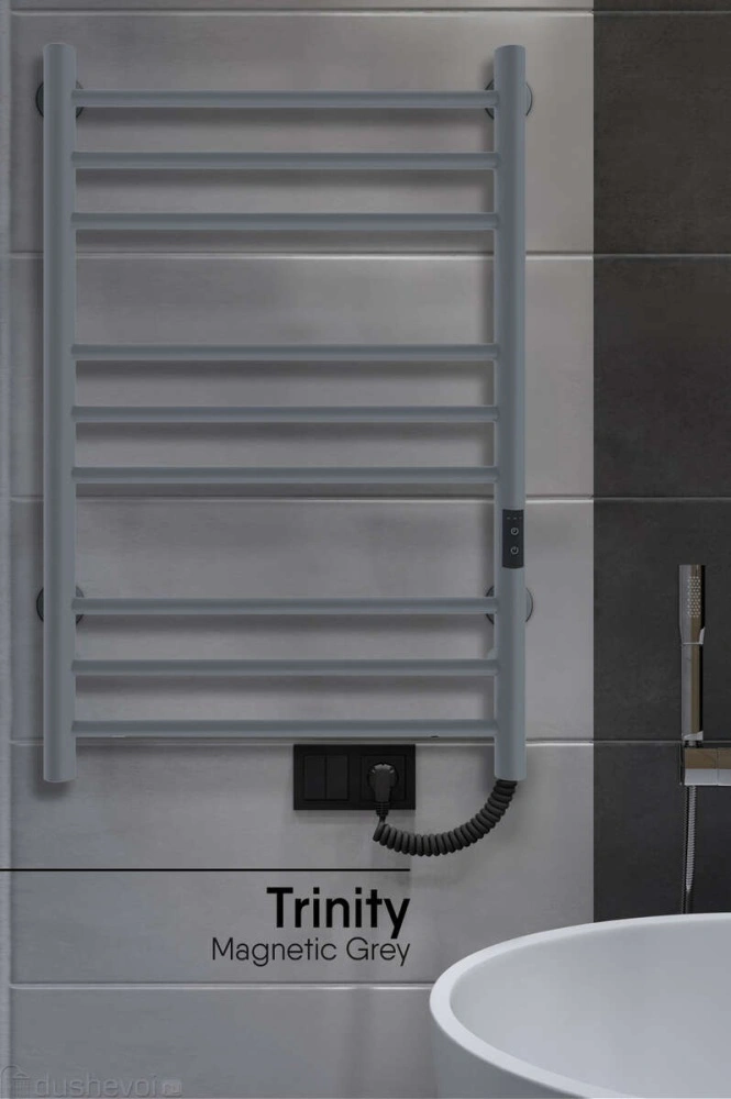 Полотенцесушитель Line Trinity(electro)80/50 (таймер,скр.монтаж,унив.подкл.R/L,Magnetic Grey) INDIGO