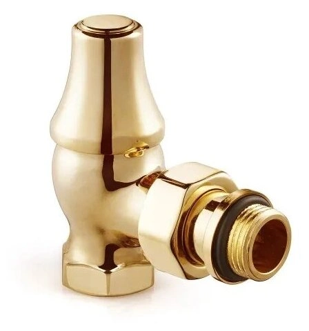 Клапан запорный угловой 1/2", для радиатора "ретро", цвет Золото SR Rubinetterie