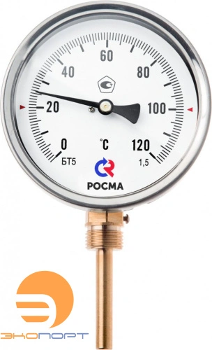 Термометр биметаллический БT-52.211, 100мм (-30...+70С) G1/2", L64, кл.т.1,5, радиальный
