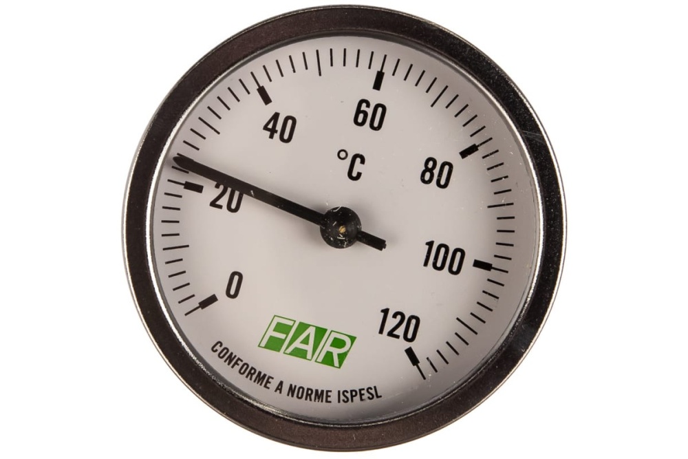 Термометр 0-120°С,зонд 50мм, О 80 мм, торцевое соединение 1/2"