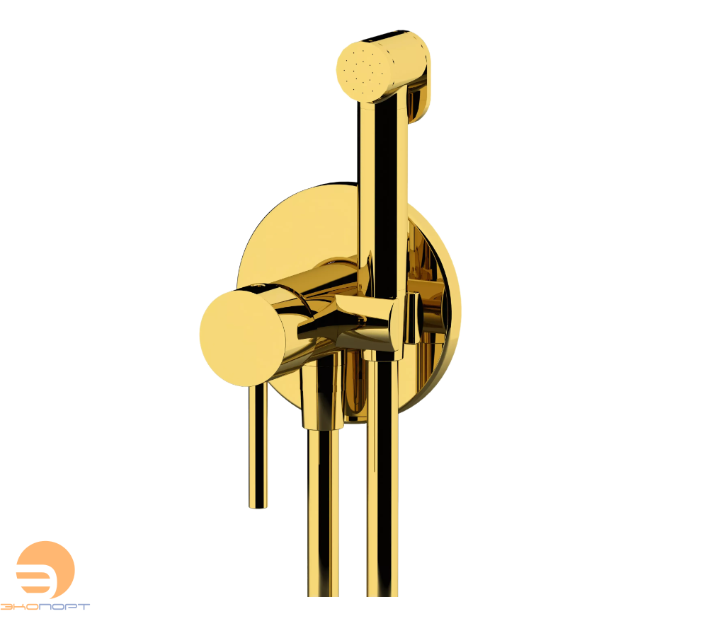 Комплект гигиенический душ со смесителем Remer X Style, золото глянцевое