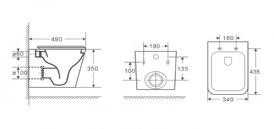 Унитаз подвесной безободковый в комплекте с сиденьем микролифт (квадратный), Azario Teramo 